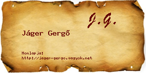 Jáger Gergő névjegykártya